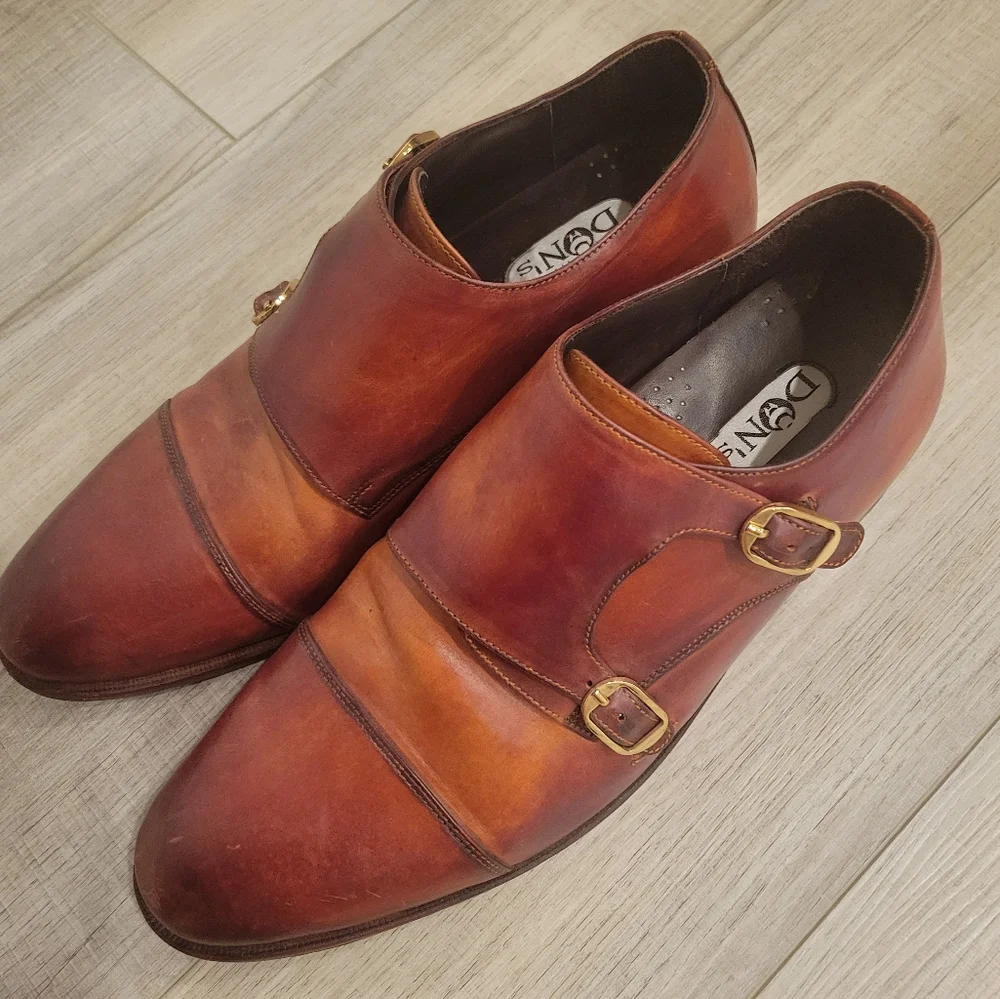 DON'S FOOTWEAR MEN'S DOUBLE MONK STRAP HAND MADE LEATHER SHOES SIZE 13